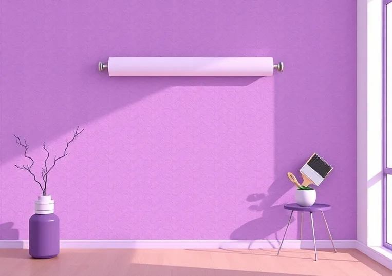 Pose de papier peint, rouleau et brosse à maroufler